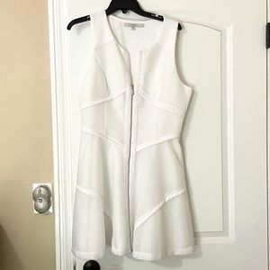 Guess Mesh Side Pockets Zip Front Fit Flair Dress